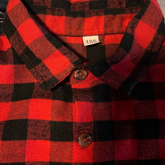 Girls Jean and Buffalo Plaid Red n Black Set - Picture 6 of 6